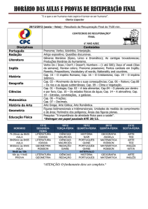 A 2ª Chamada da 2ª UNIDADE será dia 21/06 às14h. O assunto