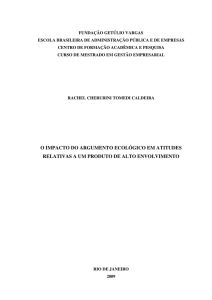 O IMPACTO DO ARGUMENTO ECOLÓGICO EM ATITUDES