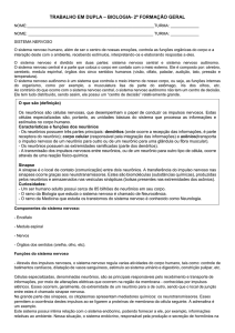 trabalho sobre o sistema nervoso