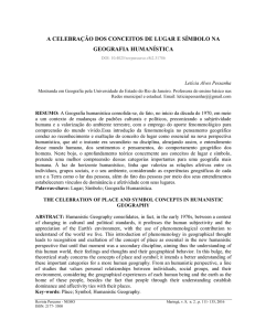 a celebração dos conceitos de lugar e símbolo na geografia