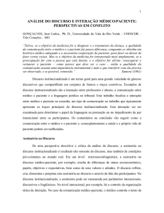 ANÁLISE DO DISCURSO E INTERAÇÃO MÉDICO/PACIENTE