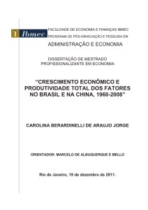crescimento econômico e produtividade total dos fatores no brasil e