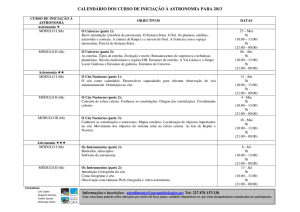 calendário dos curso de iniciação à astronomia para 2013