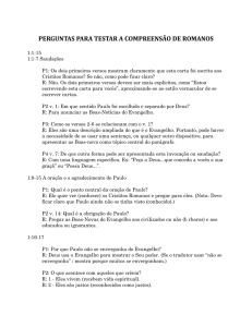 PERGUNTAS PARA TESTAR A COMPREENSÃO DE ROMANOS