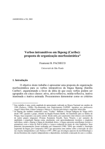 Verbos intransitivos em Ikpeng (Caribe): proposta de organização