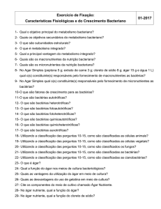 EF - Caracterisitcas Fisiológicas do Crescimento Bacteriano