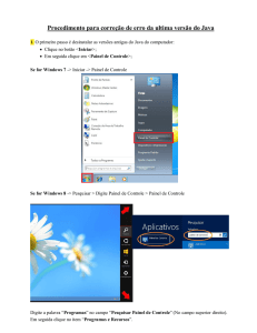 Procedimento para correção de erro da ultima versão do Java