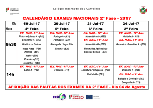 CALENDÁRIO EXAMES NACIONAIS 2ª Fase