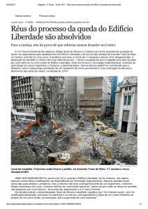 Réus do processo da queda do Edifício Liberdade são