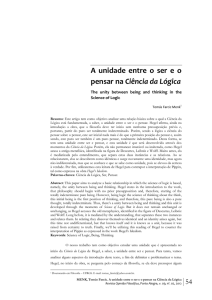 A unidade entre o ser e o pensar na Ciência da Lógica