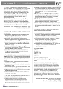 LISTA DE EXERCÍCIOS – CIVILIZAÇÃO ROMANA (2000