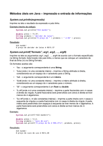 Métodos úteis em Java – impressão e entrada de informações