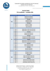 AULAS FIXAS Pré-vestibular – Unidade Alfa