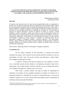 PLANO DE COMUNICAÇÃO DE MARKETING VISANDO UM