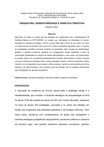 PSIQUIATRIA, HEREDITARIEDADE E GENÉTICA PREDITIVA