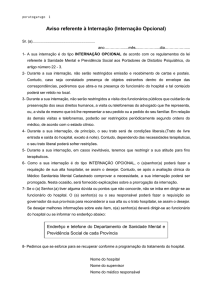 Aviso referente à Internação (Internação Opcional)