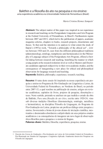 Bakthin e a filosofia do ato na pesquisa e no ensino