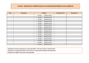 registro de temperatura de cocção/reaquecimento dos alimentos