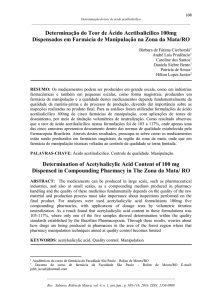 Determinação do Teor de Ácido Acetilsalicílico 100mg Dispensados