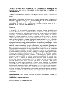 título: análise físico-química de efluentes e composição bacteriana