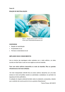 Tema 23 REAÇÃO DE NEUTRALIZAÇÃO CONTEÚDOS • Reação