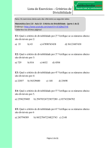 Lista de Exercícios – Critérios de Divisibilidade