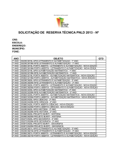 SOLICITAÇÃO DE RESERVA TÉCNICA PNLD 2013