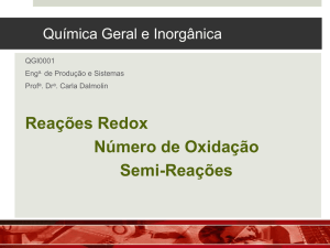Reações Redox Número de Oxidação Semi