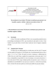 Recomendações de uso do fator VII ativado recombinante para