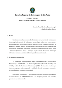 Prescrição de medicamentos e pré avaliação de queixas - coren-sp