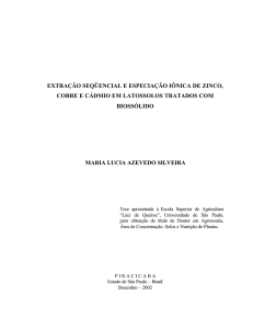 extração seqüencial e especiação iônica de zinco