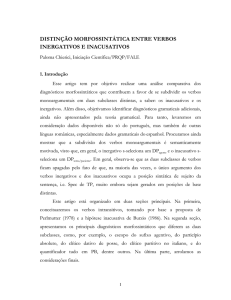 distinção morfossintática entre verbos inergativos e inacusativos