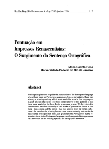 Pontuação em Impressos Renascentistas: OSurgimento da