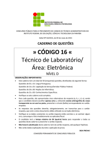 CÓDIGO 16 « Técnico de Laboratório/ Área: Eletrônica