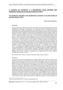 A FILOSOFIA DA EXISTÊNCIA E A ENCARNAÇÃO COMO