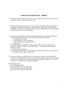 Lista de Exercícios Java básico I
