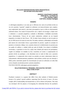 RELAÇÃO ENFERMEIRO/PACIENTE PSIQUIÁTRICO: UM