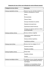 Categorias de risco clínico com indicação da vacina influenza sazonal