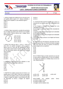 LISTA – ESPELHOS PLANOS E ESFÉRICOS