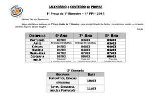 Calendário e Conteúdo 1ª Prova Padrão 1º Bimestre