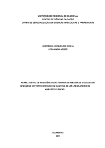 perfil e nível de resistência bacteriana em amostras