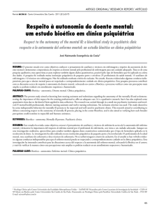 Respeito à autonomia do doente mental: um estudo bioético em