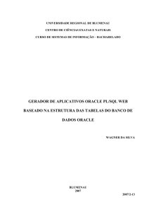 GERADOR DE APLICATIVOS ORACLE PL/SQL WEB BASEADO NA