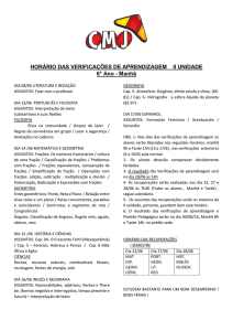 HORÁRIO DAS VERIFICAÇÕES DE APRENDIZAGEM II UNIDADE