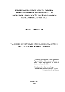 Valores de Referência de Cádmio, Cobre, Manganês e - udesc