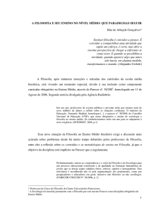 a filosofia e seu ensino no nível médio: que paradigmas seguir