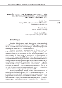 relação entre consciência gramatical na língua materna e