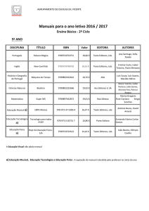 Manuais para o ano letivo 2016 / 2017