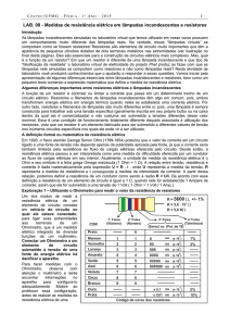 LAB. 08 - Medidas de resistência elétrica em lâmpadas