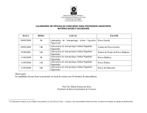 Calendário de Provas - Universidade Federal do Pará